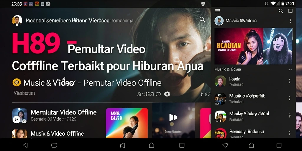 Tampilan intuitif antarmuka H89 untuk Pemutar Video Offline.