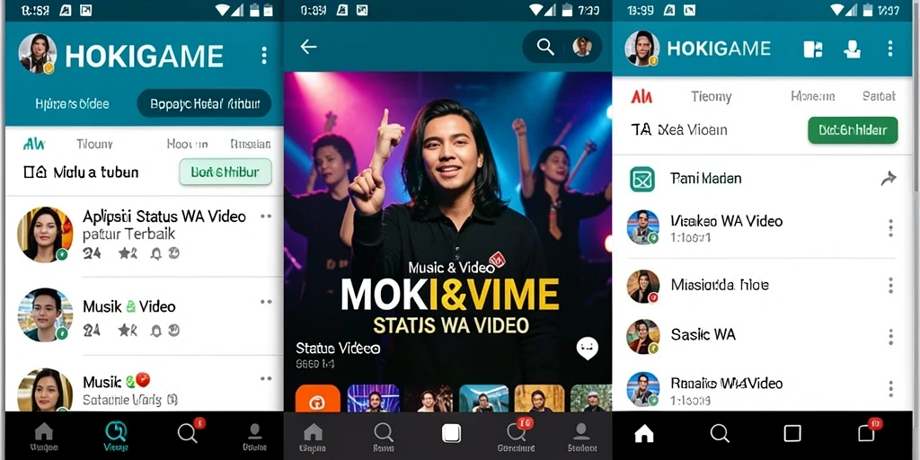 Tampilan antarmuka HOKIGAME dengan pilihan video Status WA.