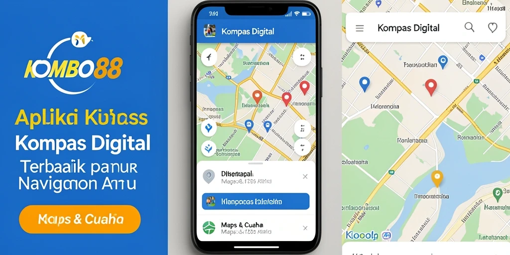 Antarmuka pengguna KOMBO88 untuk navigasi kompas digital.