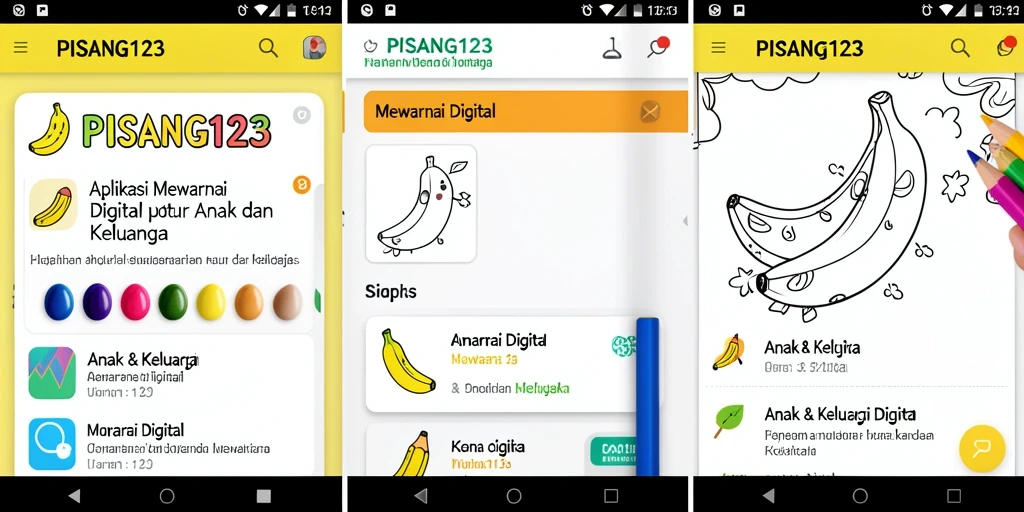 Tampilan antarmuka PISANG123 dengan gambar mewarnai yang menarik.
