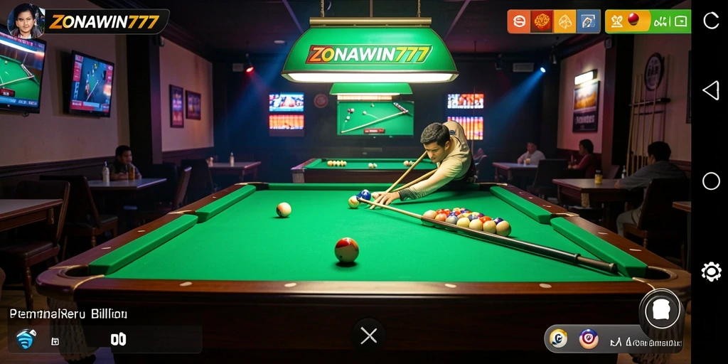 Antarmuka permainan Billiard ZONAWIN777 yang menarik dan user-friendly.